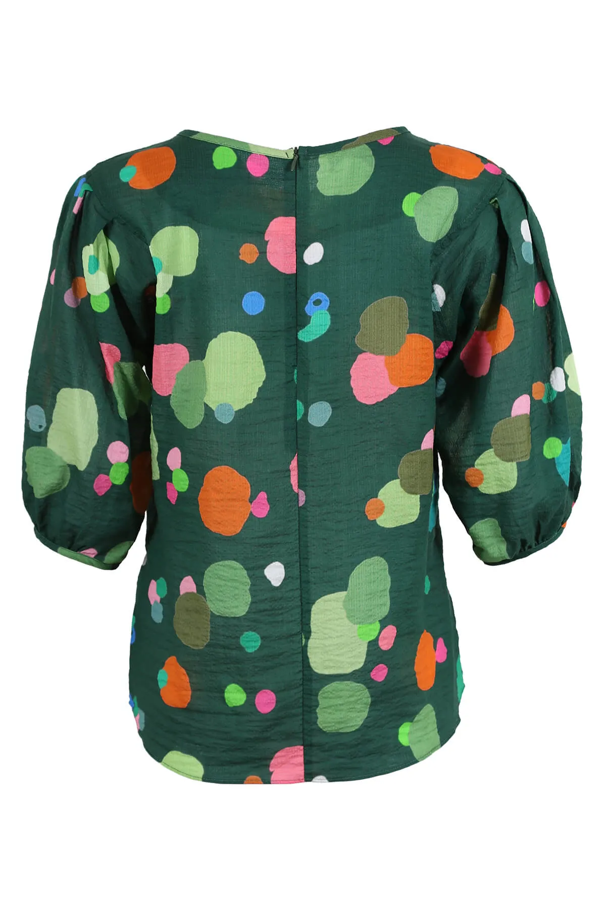 Astra Blouse Green in Seersucker