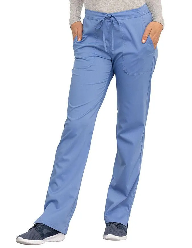 Cherokee Workwear Revolution Women's Mid Rise Straight Leg Drawstring Pant