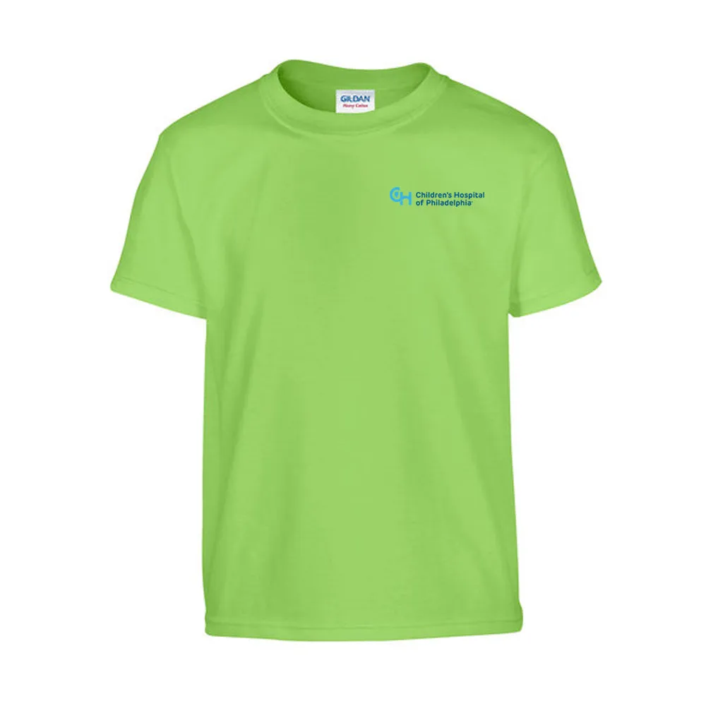 Gildan Youth Heavy Cotton T-Shirt with Light Blue Logo