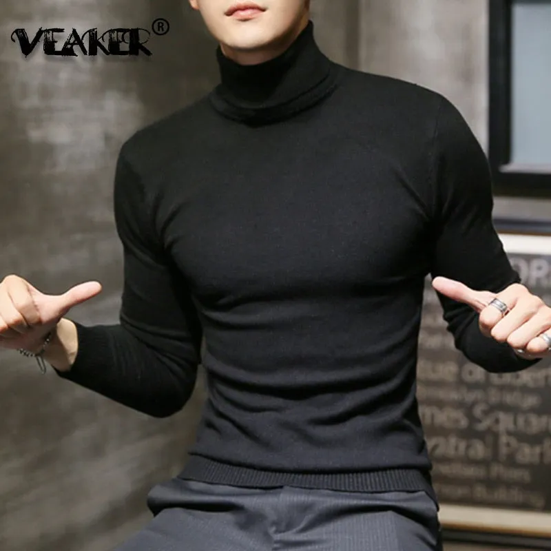 Modische Tops Einfarbig Langarm-Rollkragenpullover Warme Stricken Pullover