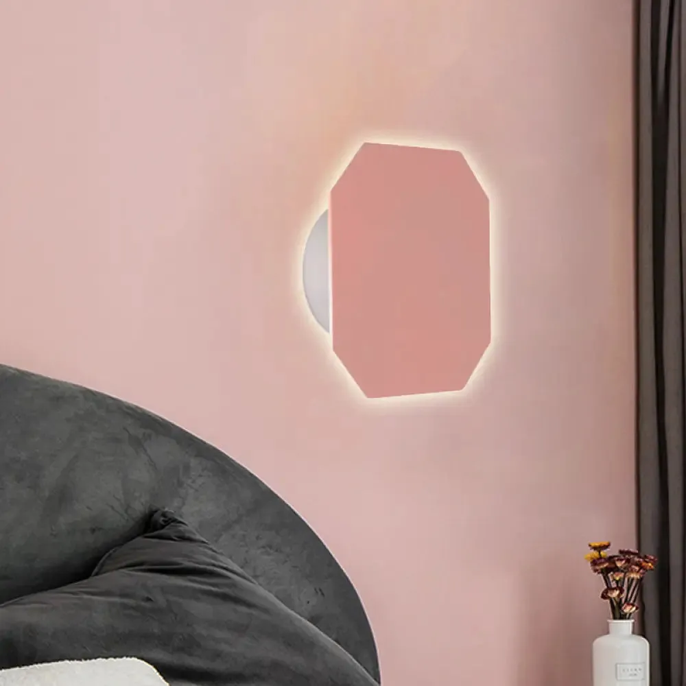 Nordic Macaron Colored Wall Sconce for Stair Foyer in Round Metal Design