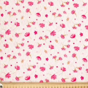 Spring Blooms Collection #13 Pink Flower on White Cotton Prints