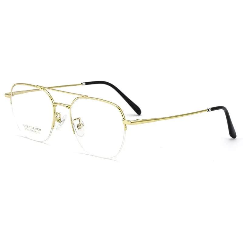 Yimaruili Unisex Semi Rim Square Titanium Double Bridge Eyeglasses JP052